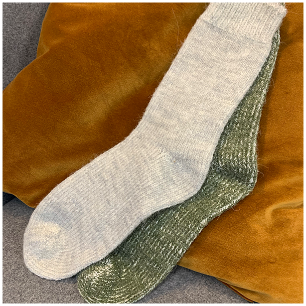Sokken met Alpacawol, 2 Pack, Lichtgrijs en Groen
