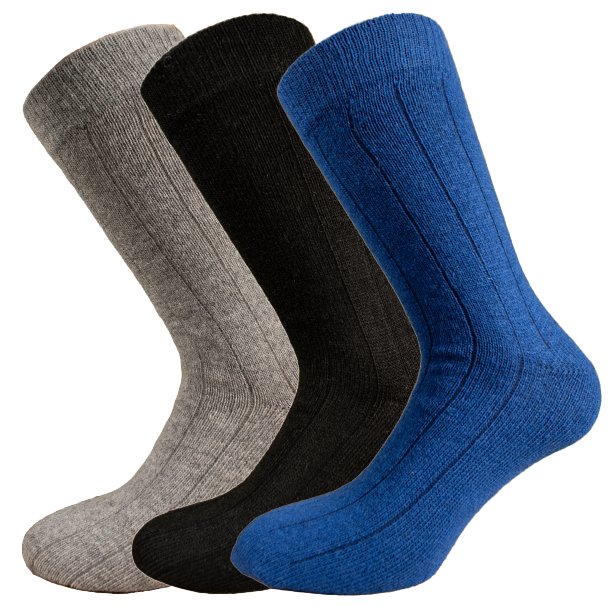 Cashmere Wool Socks, 3 Pack, Black, Grey and Blue