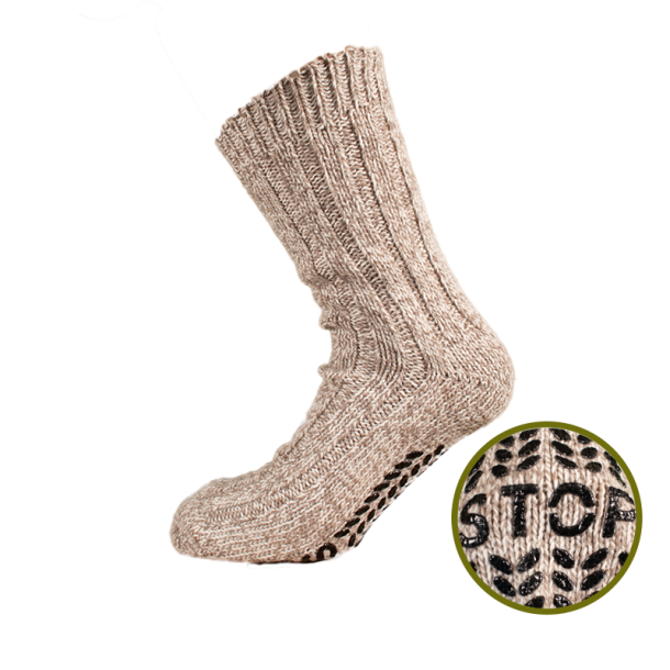 Wool-STOP with Silicone Sole, Beige