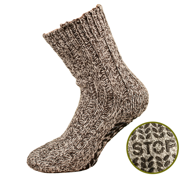 Wool-STOP with Silicone Sole, Brown