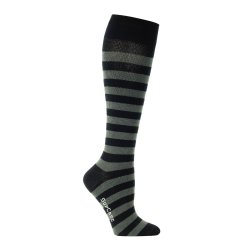 Compression Stockings Cotton, Black/Grey Striped