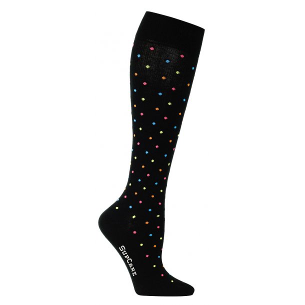 Compression Stockings Cotton, Black with Colored Dots