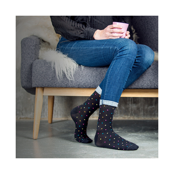 SupCare St�ttestr�mper Bomull, Svart med Fargede Prikker
