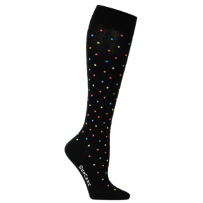 SupCare Compression Stockings Cotton, Black with Colored Dots