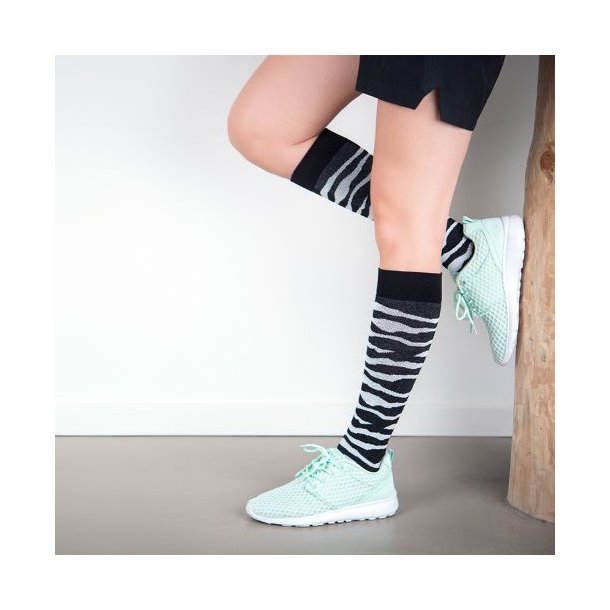 SupCare Compression Stockings Cotton, Black with Zebra Stripes
