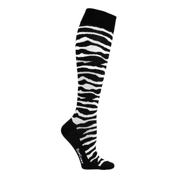 Compression Stockings Cotton, Black with Zebra Stripes