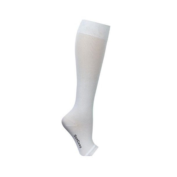 SupCare Compression Stockings Cotton, Open Toe, White