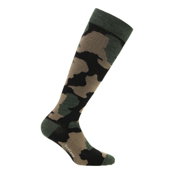 Compression Stockings with Wool, Green Camouflage