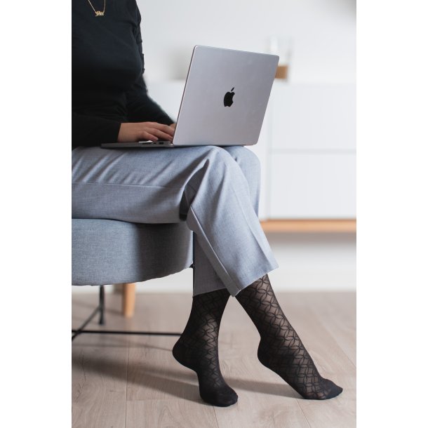 Nylon Stttestrmper, Svart med Sirkler