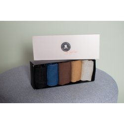 Giftbox 5 Pairs Compression Stockings Bamboo, Rib Weave, EARTH, WIDE CALF