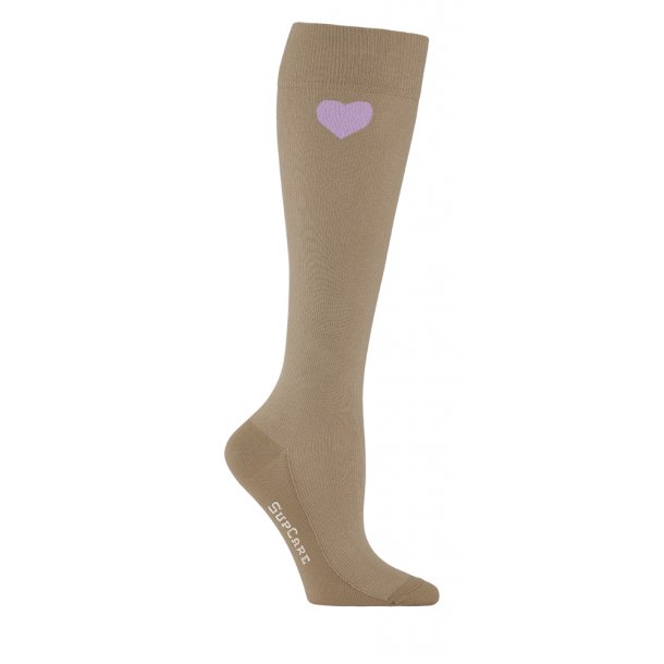 Compression Stockings Cotton, Beige with Heart