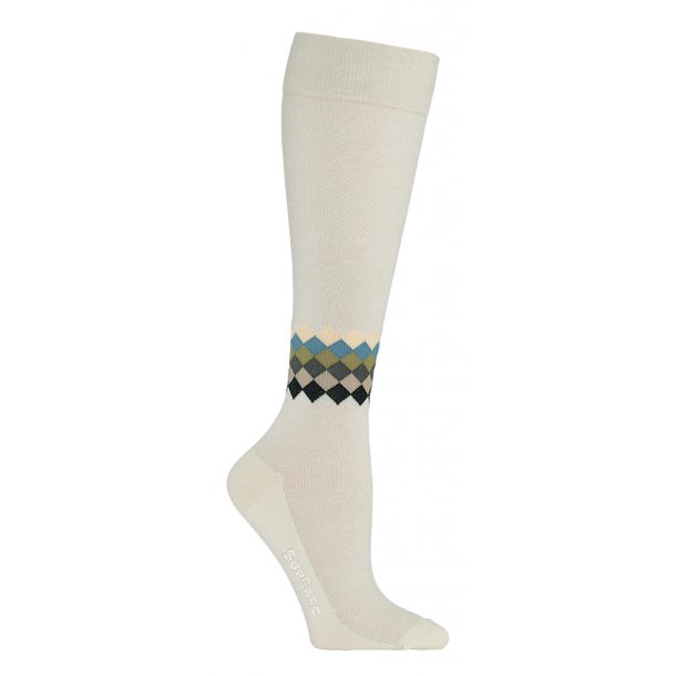 Compression Stockings Bamboo, Sand Colored with Chequered Ankle