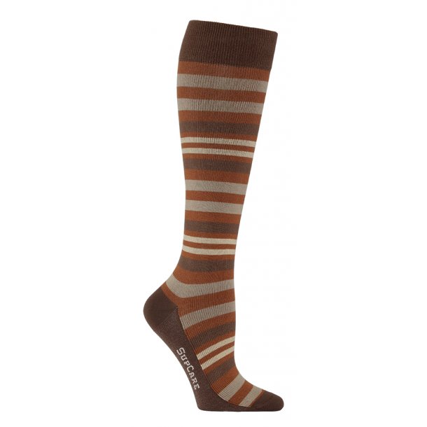 Compression Stockings Cotton, Rust Red with Stripes