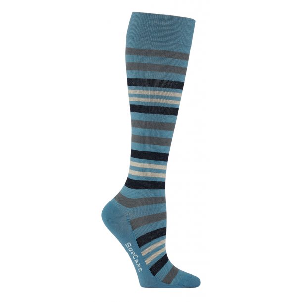 Compression Stockings Cotton, Blue with Stripes