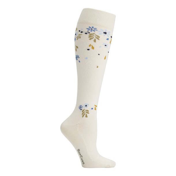 Compression Stockings ECO Cotton, Flower Shower, Off White
