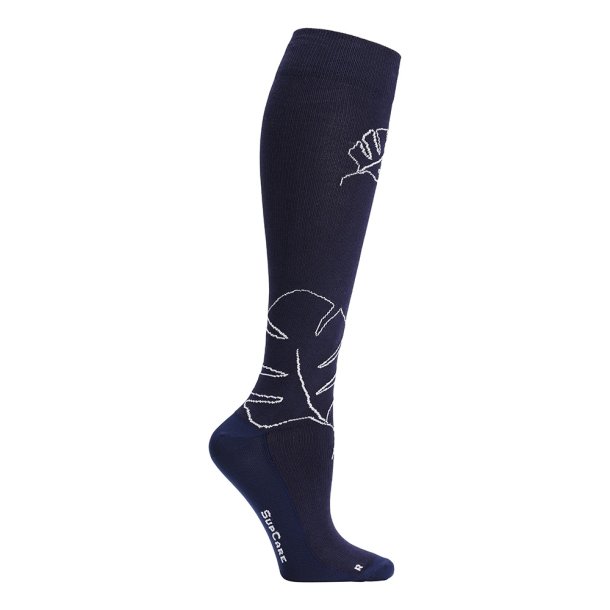 Compression Stockings ECO Cotton, Monstera, Navy Blue