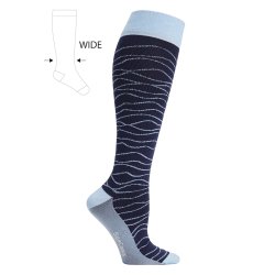 Compression Stockings Wool and Cotton, Blue Weaves, WIDE CALF