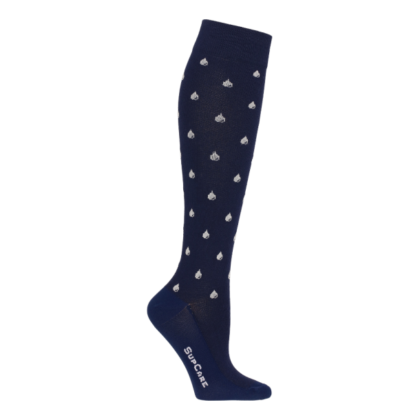 Compression Stockings ECO Cotton, Navy Blue with Raindrops