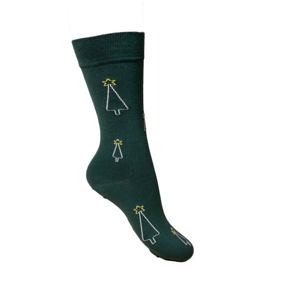 Chaussettes de Nol sans Compression, Beige/Verte