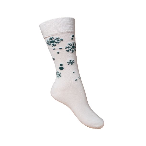 Chaussettes de Nol sans Compression, Beige/Verte