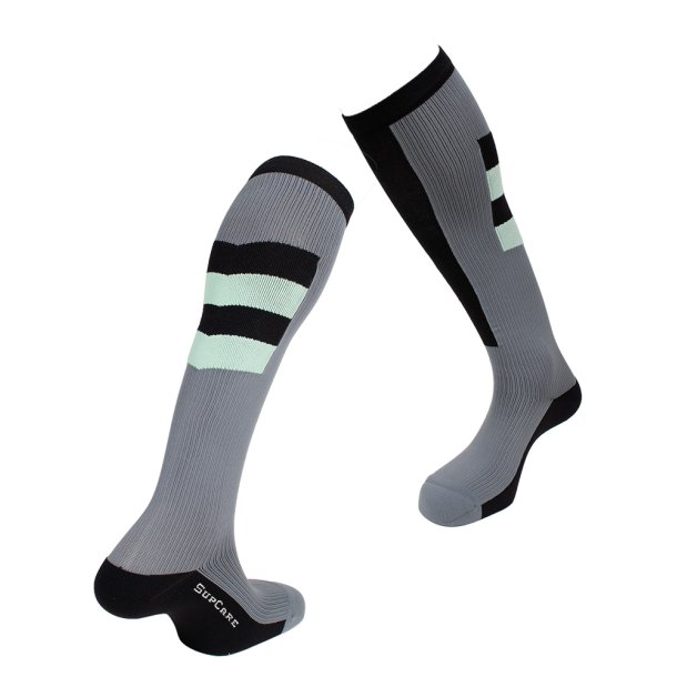Compression Stockings for Sports, Class 2, Grey and Pastel Green