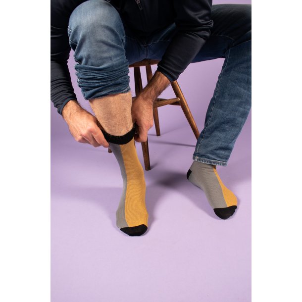 Korte Stttestrmper Bomull, Gr/Sennepsgul