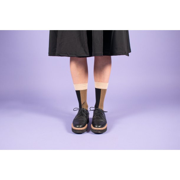 Korte Stttestrmper Bomull, Svart/Brun