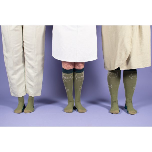 Stttestrmper i kologisk Bomull, Peony, Stvete Grnn BRED MODELL