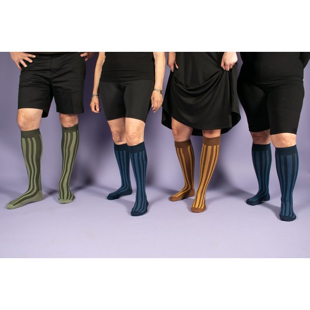 Stttestrmper Bomull, Bl Striper