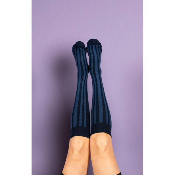 Stttestrmper Bomull, Bl Striper