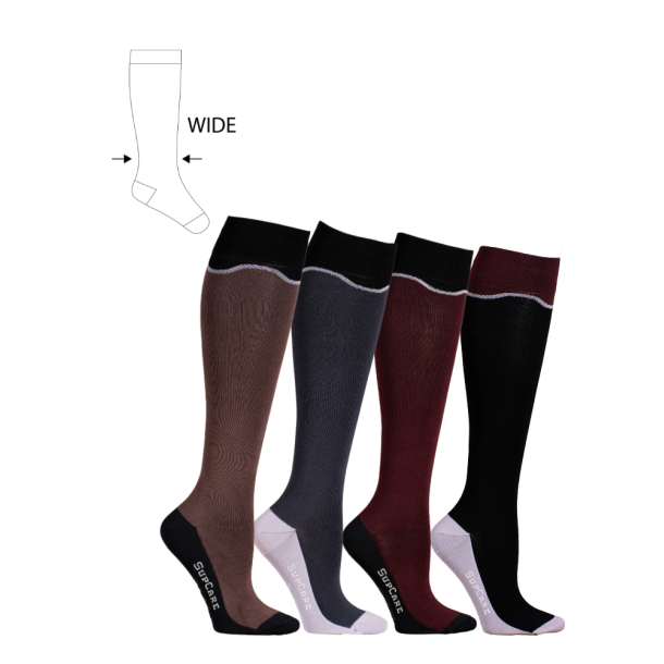 Giftbox 4 Pairs Compression Stockings Bamboo, Wave, WIDE CALF