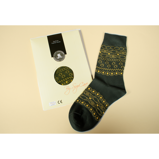 Cotton Socks without Compression, Green/Yellow