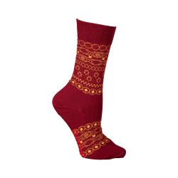 Cotton Socks without Compression, Bordeaux/Yellow