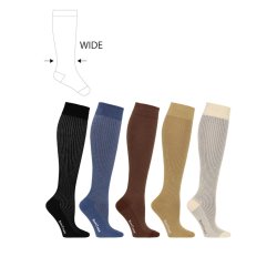 Giftbox 5 Pairs Compression Stockings Bamboo, Rib Weave, EARTH, WIDE CALF