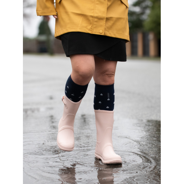 Stttestrmper i kologisk Bomull, Marinebl med Regndrper