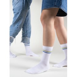 Tennis Strmper uten Kompression, 5 Par, Hvit med Striper