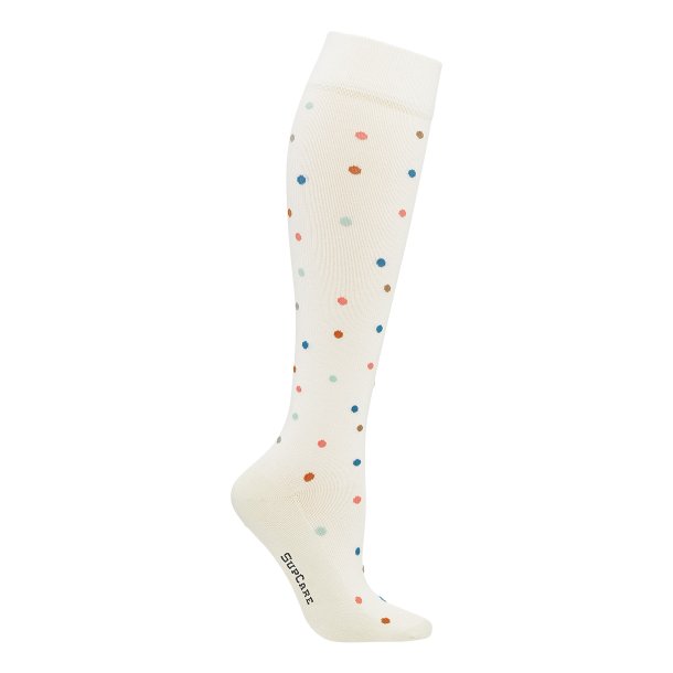 Compression Stockings Bamboo, Cream with Dots