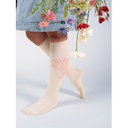 Stttestrmper i kologisk Bomull, Cherry Blossom, Off White