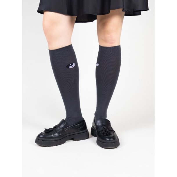Compression Stockings Wool and Cotton, Grey YinYang