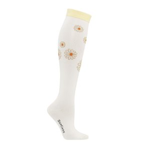 Medical Compression Stockings Class 2, Cream with Flowers