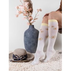 Medisinske Kompresjonsstrmper, Klasse 2, Krem med Blomster