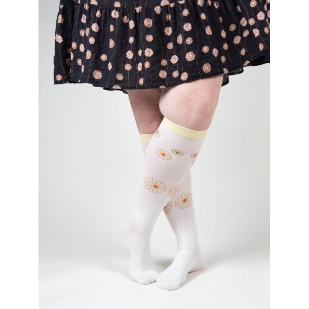 Medisinske Kompresjonsstrmper, Klasse 2, Krem med Blomster