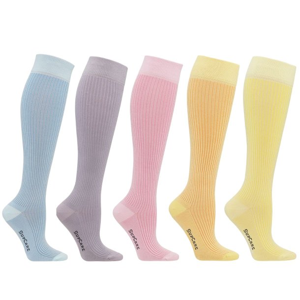 Gaveske 5-Pak Stttestrmper Bambus, Rib Weave, Pastel