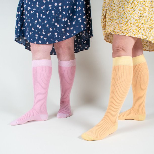 Giftbox 5 Pairs Compression Stockings Bamboo, Rib Weave, PASTEL, WIDE CALF