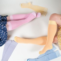 Giftbox 5 Pairs Compression Stockings Bamboo, Rib Weave, PASTEL, WIDE CALF