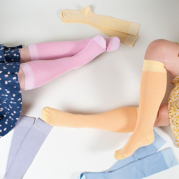 Giftbox 5 Pairs Compression Stockings Bamboo, Rib Weave, PASTEL, WIDE CALF