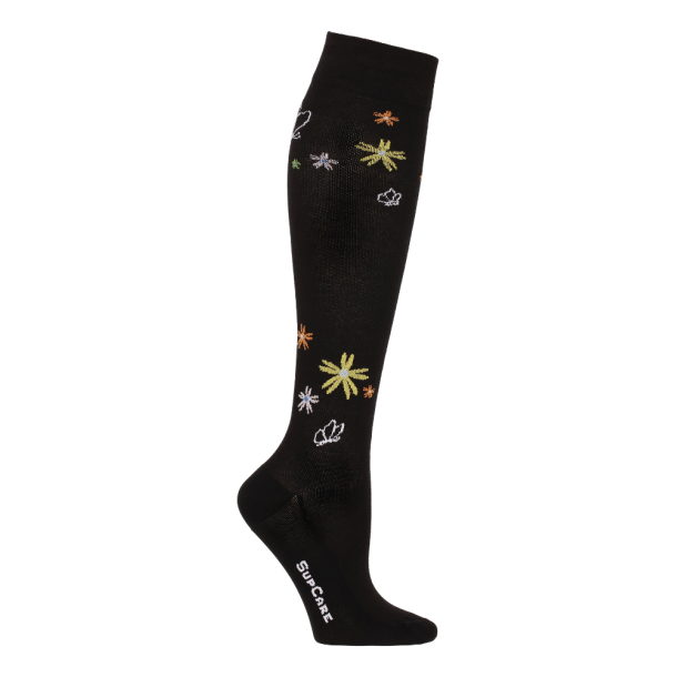 Medical Compression Stockings Class 2, Black with Butterflies