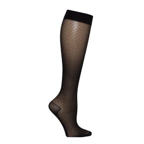 Nylon St�ttestr�mper, Svart med Diamant M�nster