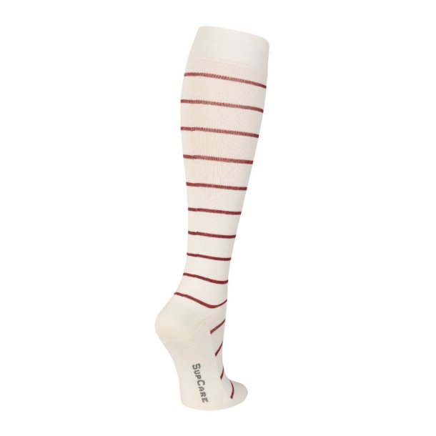 St�ttestr�mper Bomull, Creme/Cherry Stripet