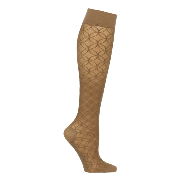 Nylon Compression Stockings, Mocca with Circles